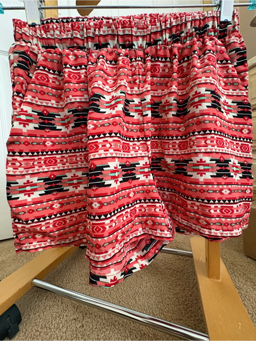 Multi Aztec Print Elastic Waist Shorts with pockets.